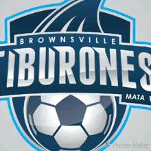 a logo for brownsville tiburones with a soccer ball