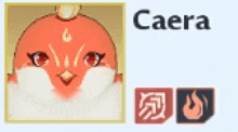 a picture of a bird in a game with the name caera .