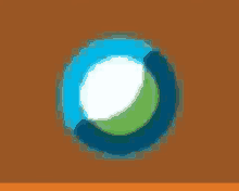 a blue circle with a white circle inside of it on a brown background .