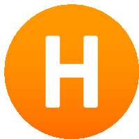 an orange circle with the letter h in the center