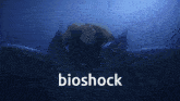 the word bioshock that is on a dark background