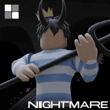 a poster for a video game called nightmare with a cartoon character