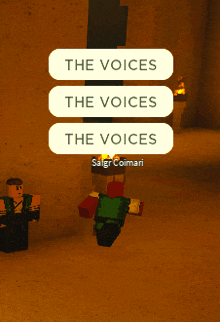 a screenshot of a video game that says the voices on the top