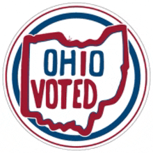 an ohio voted sticker with a map of the state