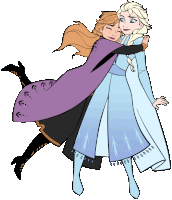 a drawing of elsa and anna from frozen hugging each other