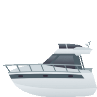 an illustration of a boat with a gray and white color scheme