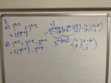 a white board has a math problem written on it in blue marker