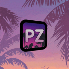 a picture of palm trees with the letter pz in the middle