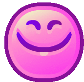 a purple smiley face with its eyes closed and a smile