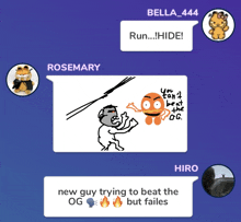 a screenshot of a conversation between rosemary and bella 444