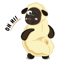 a cartoon sheep with the words oh hi written around it