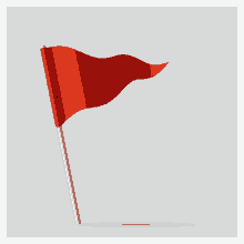 a small red flag on a silver pole with a gray background