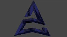 a blue triangle with the letter a in the middle on a grey background