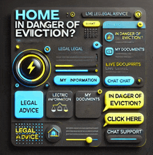 home in danger of eviction is written on a black background