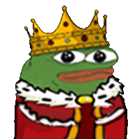 a frog wearing a crown and a red coat