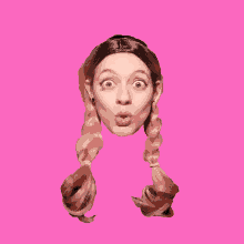 a woman with pigtails is making a surprised face