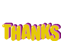 a yellow and purple graphic that says thanks