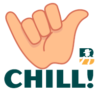 a hand making a hang loose sign and the word chill