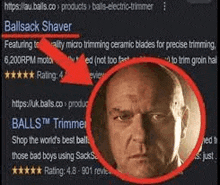 a close up of a man 's face with a red circle around it on a website .