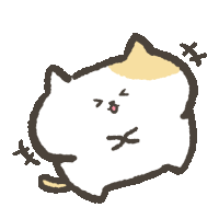 a cartoon drawing of a white cat with a yellow head