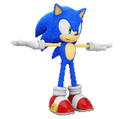 a 3d model of a sonic the hedgehog with his arms outstretched