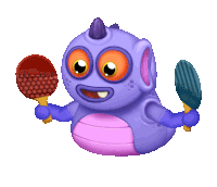 a purple cartoon character is holding two maracas in his hands