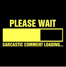 a sign that says please wait sarcastic comment loading on it