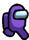 a purple among us character with a blue head and a blue visor on a white background .