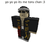 a roblox character with a rope around his head and the words yo yo yo its me toru chan