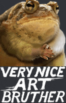 a picture of a frog with the words very nice art bruther below it