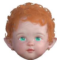 a baby with red hair and green eyes