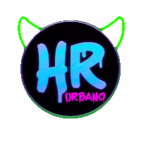 a logo for hr urbano with a devil ear