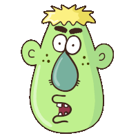 a cartoon drawing of a green monster with a yellow haircut