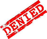 a red stamp that says " denied " on a white background