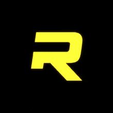 a black background with a yellow letter r