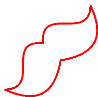 a red line drawing of a bird 's tail