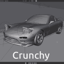 a 3d model of a car with the word crunchy on the bottom right