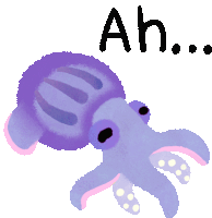 an illustration of a purple octopus with the words ah written below it