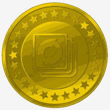 a gold coin with a stack of cds in the center