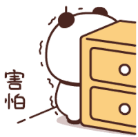 a cartoon panda is peeking out from behind a dresser