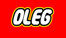 a red background with the word oleg in white