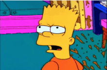 bart simpson from the simpsons has a very angry expression on his face