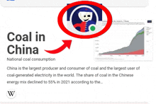 a page that says coal in china with a red circle around a picture