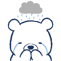 a drawing of a polar bear with a cloud above it