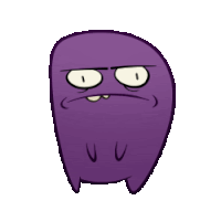 a purple cartoon character with a funny face