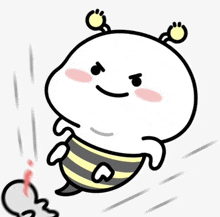 a cartoon drawing of a bee with an angry look on his face