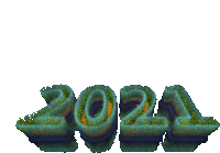 the year 2021 is written in green and yellow letters