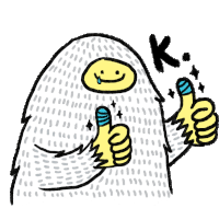 a drawing of a monster giving two thumbs up