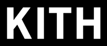 a black background with the word kith in white letters .