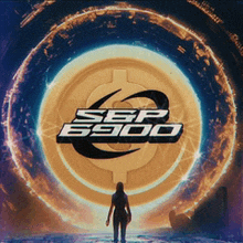 a woman stands in front of a circle with the sep 6900 logo on it